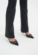 Ed Hardy Womens Crystal Koi Flared Denim Trousers Jeans - Black