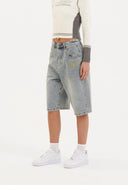 Ed Hardy Womens Dragon Crawl Relaxed Denim Jorts Shorts - Blue