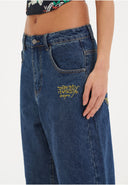 Ed Hardy Womens Dragon Crawl Relaxed Denim Jorts Shorts - Indigo