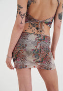 Ed Hardy Womens Dragon Repeat Mini Skirt - Ecru