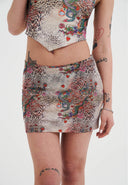 Ed Hardy Womens Dragon Repeat Mini Skirt - Ecru