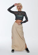 Ed Hardy Womens Geisha Cargo Skirt - Beige