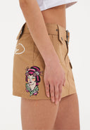 Ed Hardy Womens Geisha Girl Cargo Mini Skirt - Brown