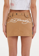 Ed Hardy Womens Geisha Girl Cargo Mini Skirt - Brown