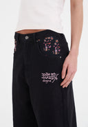 Ed Hardy Womens Grey Dragon Relaxed Denim Jorts Shorts - Black
