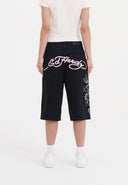 Ed Hardy Womens Grey Dragon Relaxed Denim Jorts Shorts - Black