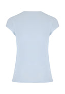 Ed Hardy Womens Koi Wave Diamante Cap Sleeve Tshirt Top - Blue