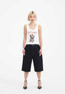 Ed Hardy Womens Love Wrapped Diamante Denim Jorts Shorts - Black