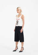 Ed Hardy Womens Love Wrapped Diamante Denim Jorts Shorts - Black