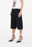 Ed Hardy Womens Love Wrapped Diamante Denim Jorts Shorts - Black