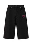 Ed Hardy Womens Love Wrapped Diamante Denim Jorts Shorts - Black