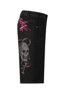 Ed Hardy Womens Love Wrapped Diamante Denim Jorts Shorts - Black