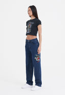 Ed Hardy Womens New York City Cropped Baby Tshirt Top - Black