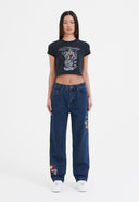 Ed Hardy Womens New York City Cropped Baby Tshirt Top - Black