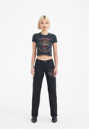 Ed Hardy Womens True Death Diamante Straight Denim Trousers Jeans - Black