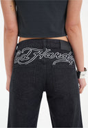 Ed Hardy Womens True Death Diamante Straight Denim Trousers Jeans - Black