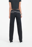 Ed Hardy Womens True Death Diamante Straight Denim Trousers Jeans - Black