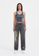 Ed Hardy Womens Vibrant Dragon Cropped Vest - Charcoal