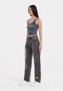 Ed Hardy Womens Vibrant Dragon Cropped Vest - Charcoal