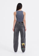 Ed Hardy Womens Vibrant Dragon Cropped Vest - Charcoal