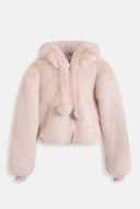 Juicy Couture Cream Hooded Faux Fur Jacket