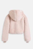 Juicy Couture Cream Hooded Faux Fur Jacket