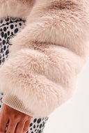 Juicy Couture Cream Hooded Faux Fur Jacket