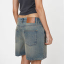 Good For Nothing Heavy Washed Faded Blue Denim Shorts