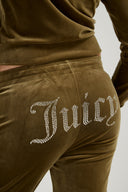 Juicy Couture Dark Olive Velour Diamanté Tracksuit Bottom