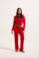 Juicy Couture Astor Red Velour Diamanté Tracksuit Bottom