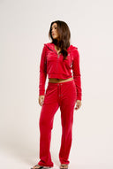 Juicy Couture Astor Red Velour Diamanté Tracksuit Bottom