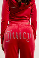 Juicy Couture Astor Red Velour Diamanté Tracksuit Bottom