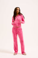 Juicy Couture Hot Pink Diamanté Velour Zip-Through Hoodie