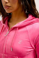 Juicy Couture Hot Pink Diamanté Velour Zip-Through Hoodie