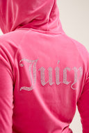Juicy Couture Hot Pink Diamanté Velour Zip-Through Hoodie