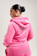 Juicy Couture Hot Pink Diamanté Velour Zip-Through Hoodie