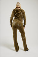 Juicy Couture Dark Olive Velour Diamanté Tracksuit Bottom