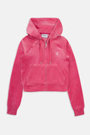 Juicy Couture Hot Pink Diamanté Velour Zip-Through Hoodie