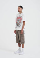 Ed Hardy Mens Gothic Lightning Eagle Diamante T-shirt - White
