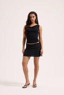 Juicy Couture Black Diamante Roll Down Skirt