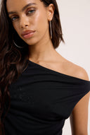 Juicy Couture Black Outline Diamante Drape Top