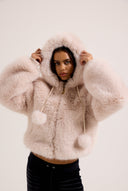 Juicy Couture Cream Hooded Faux Fur Jacket