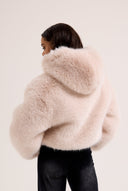 Juicy Couture Cream Hooded Faux Fur Jacket