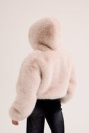 Juicy Couture Cream Hooded Faux Fur Jacket