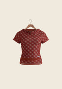 House of Sunny Retro Check Mesh Top