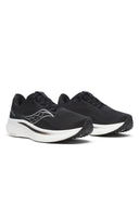 Saucony Ride 18 Men's Running Shoes - Black/White (Wide)
