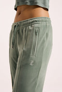 Juicy Couture Chinois Green Velour Diamanté Tracksuit Bottom