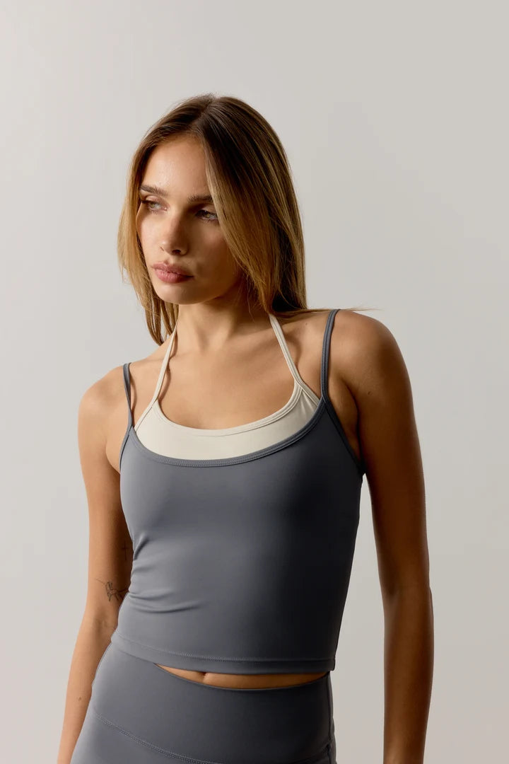 Sculpting Stretch Double Layer Sports Bra - Graphite