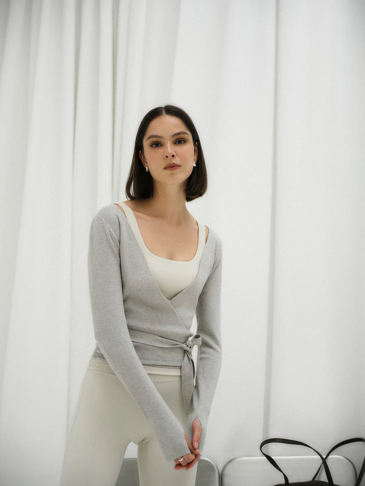 Wrap Around Knit Cardigan - Grey
