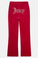 Juicy Couture Astor Red Velour Diamanté Tracksuit Bottom